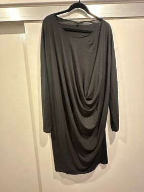 COS Black Knit Long-Sleeve Draped Women's Dress
